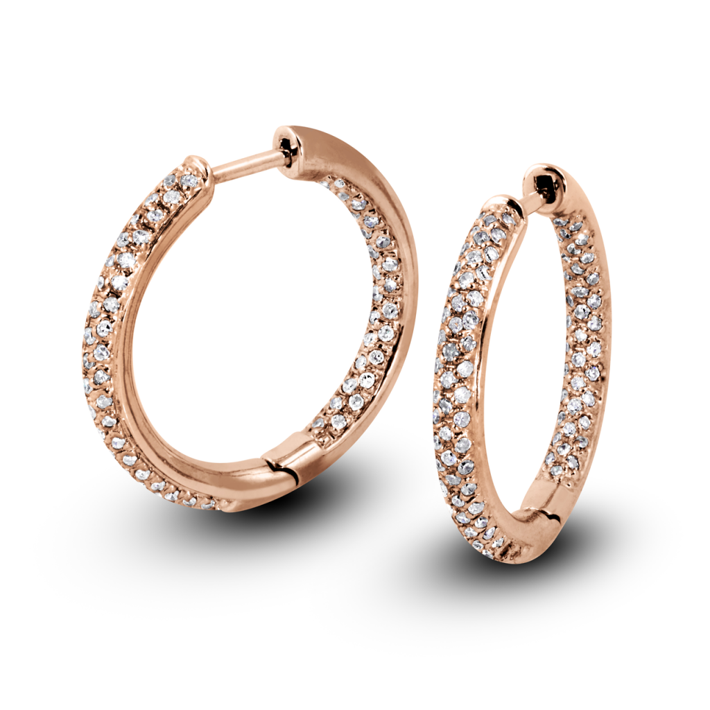 3-Row Pavé Diamonds Hoop Earrings-South Bay Gold