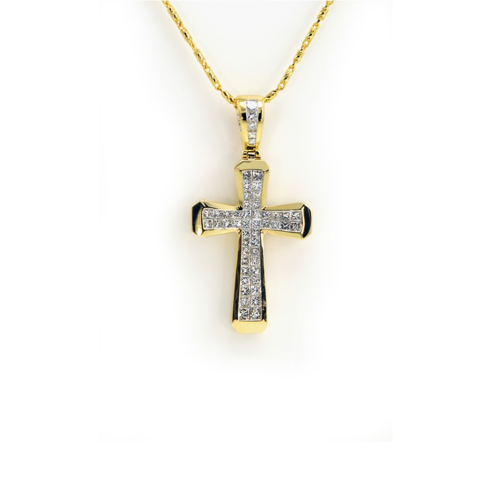 South Bay Gold - Diamond Cross Pendant on Gold