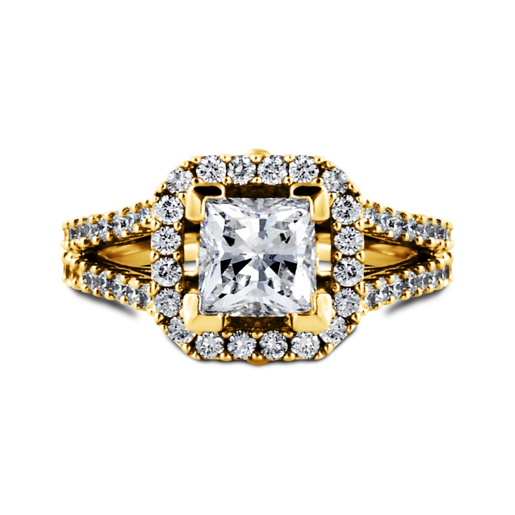 South Bay Gold Engagement Ring Princess Cut Diamond