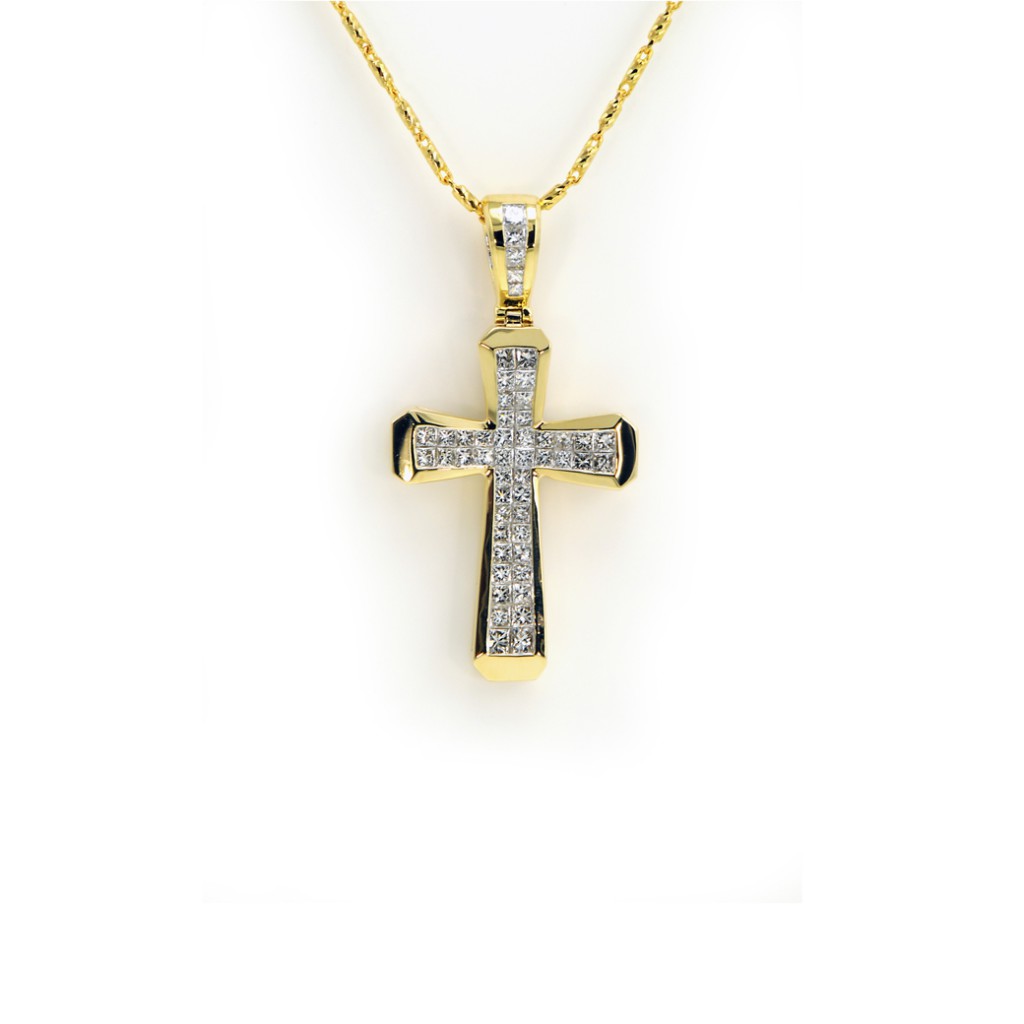 Diamond Cross Pendant on Gold South Bay Gold