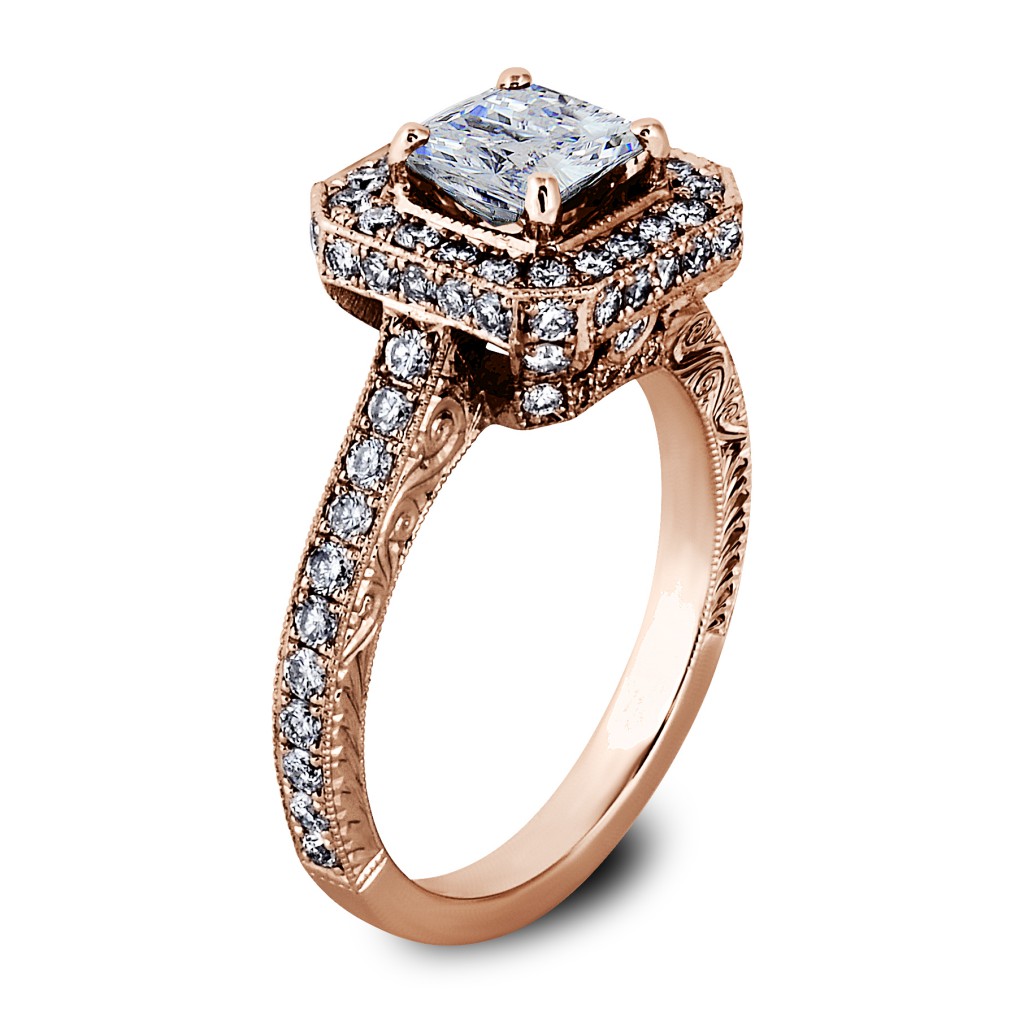 Princess Cut Diamond Octagon Halo Engagement Ring