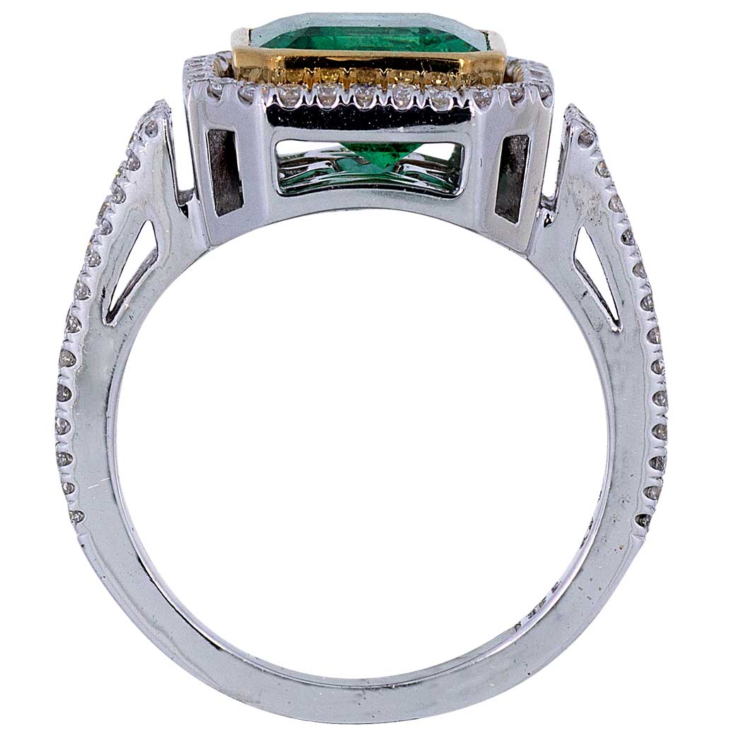 Emerald Diamond Engagement Ring Two Tone 18k White Gold Torrance South Bay Gold