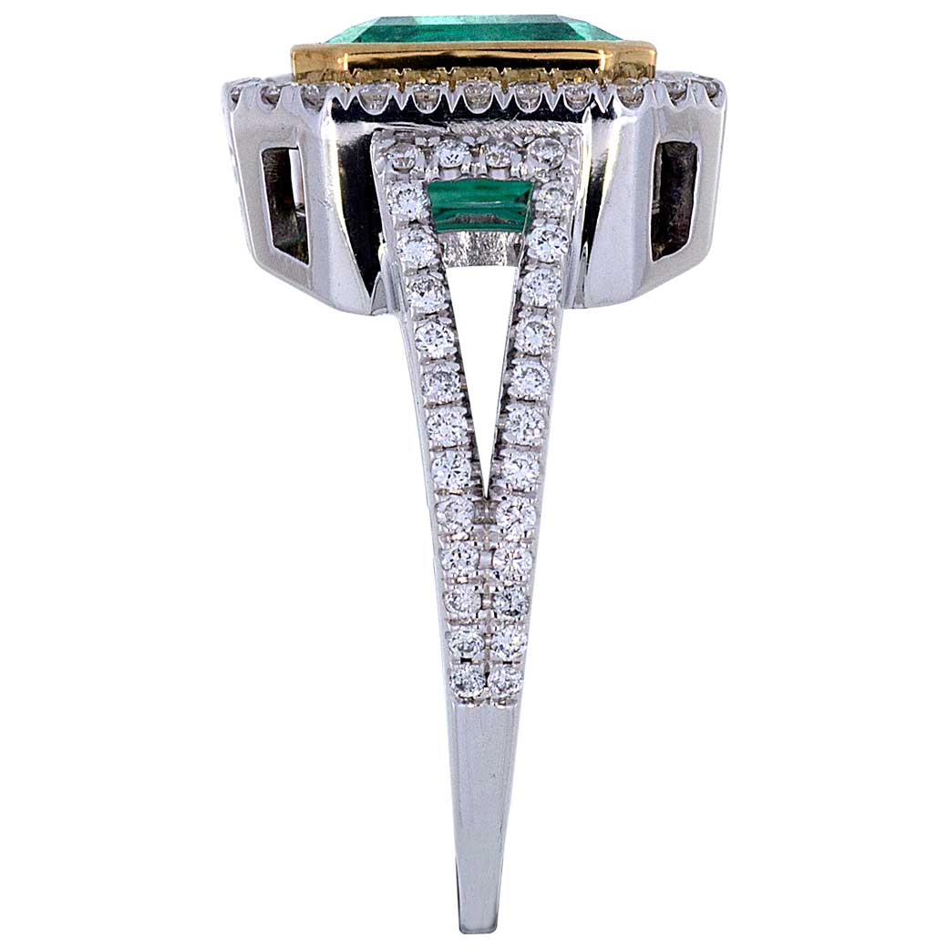 Emerald Diamond Engagement Ring Two Tone 18k White Gold Torrance South Bay Gold