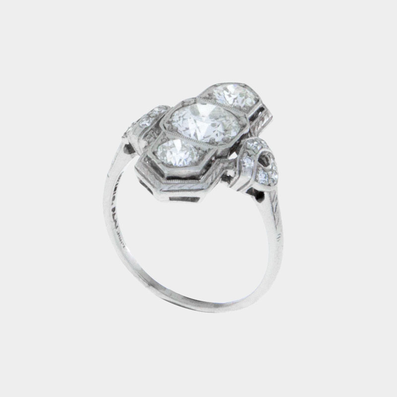 Diamond Vintage Engagement Ring on Platinum Old Miner Cut- South Bay Gold