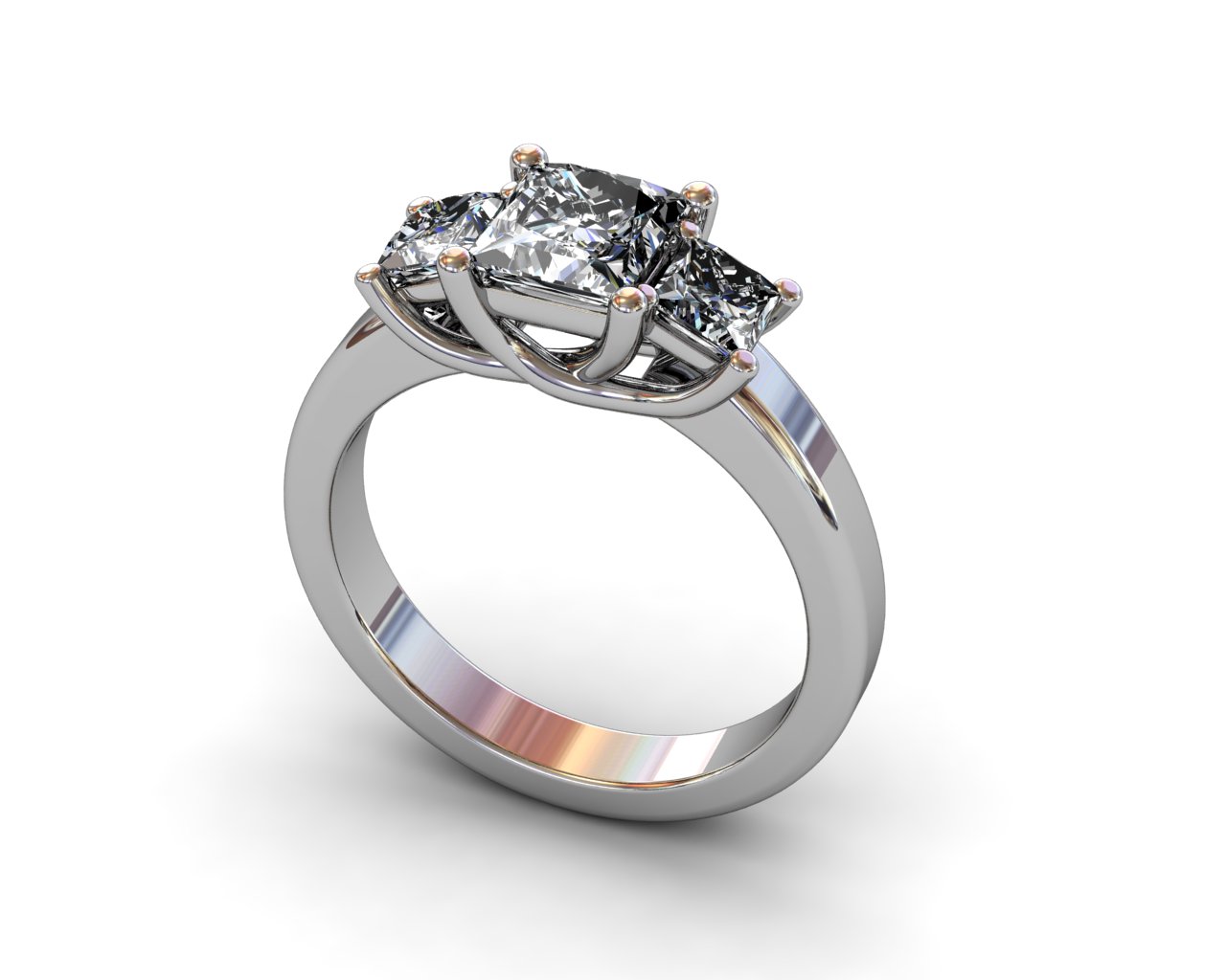 3 Stone Princess Cut Diamond Engagement Ring - South bay Golf - Torrance