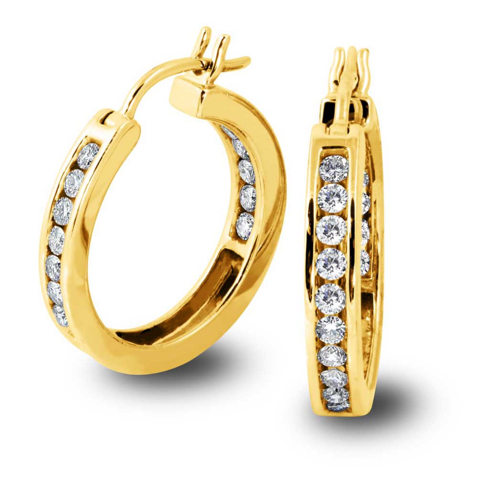 South Bay Gold Diamond Hoops on Gold - SBG Jewelry Stores Torrance