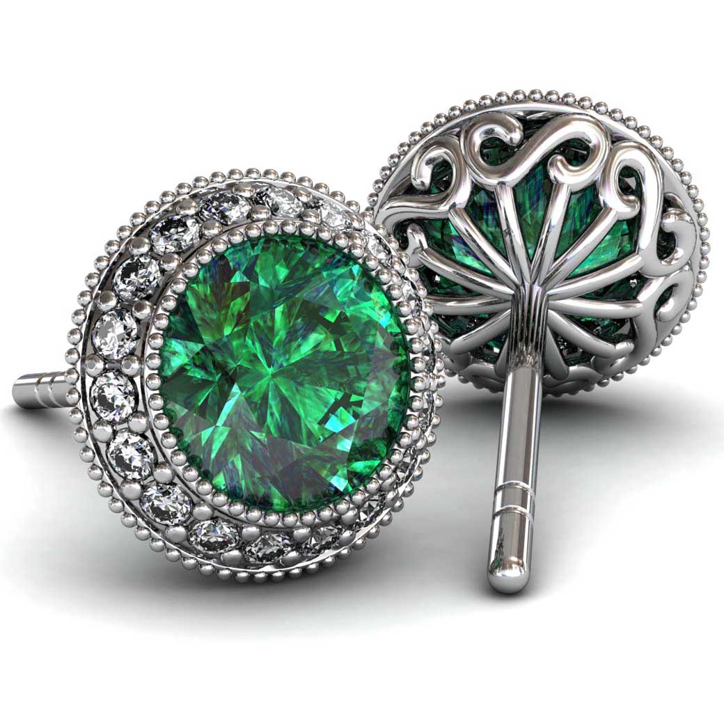 Regal Halo Emerald Earrings - South Bay Gold