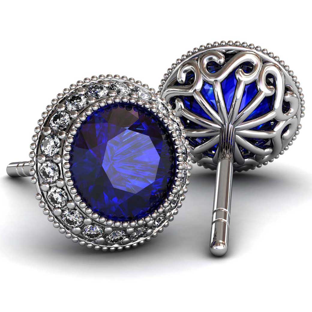 Regal Halo Sapphire Earrings - South Bay Gold
