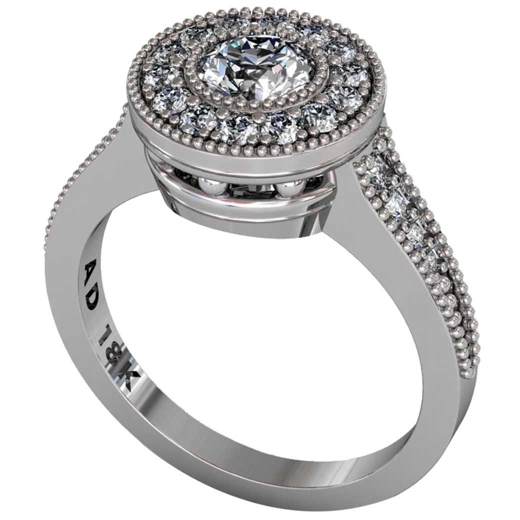 Diamond Beaded Halo Ring - South Bay Gold
