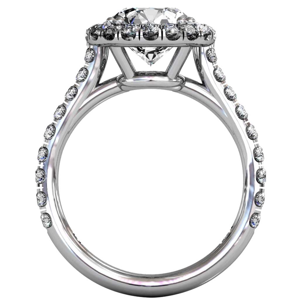 Diamond Classical U-cut Halo Ring - Front-View South Bay Gold