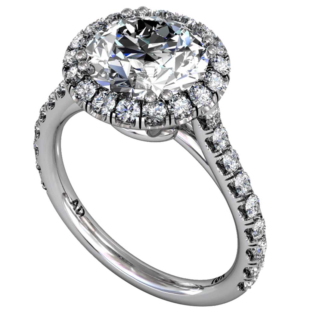 Diamond Classical U-cut Halo Ring - South Bay Gold
