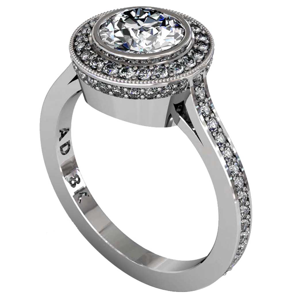 Diamond Modern Pave Halo Ring - South Bay Gold