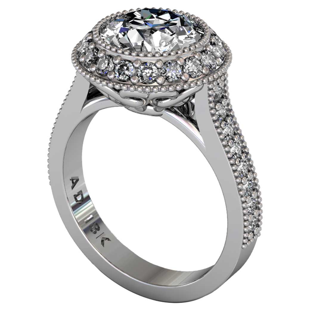 Diamond Regal Halo Shared-Prong Ring - South Bay Gold