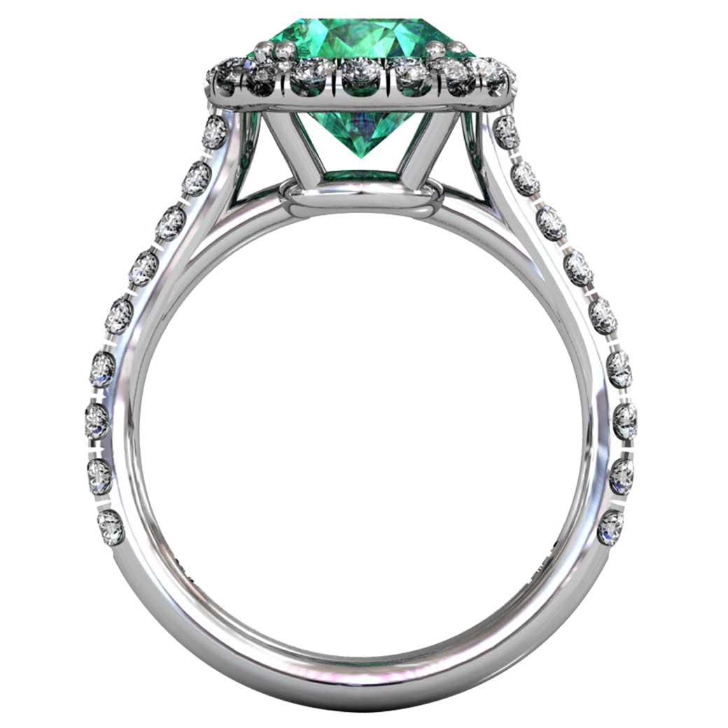 Emerald Classical U-cut Halo Ring - Front-View - South Bay Gold