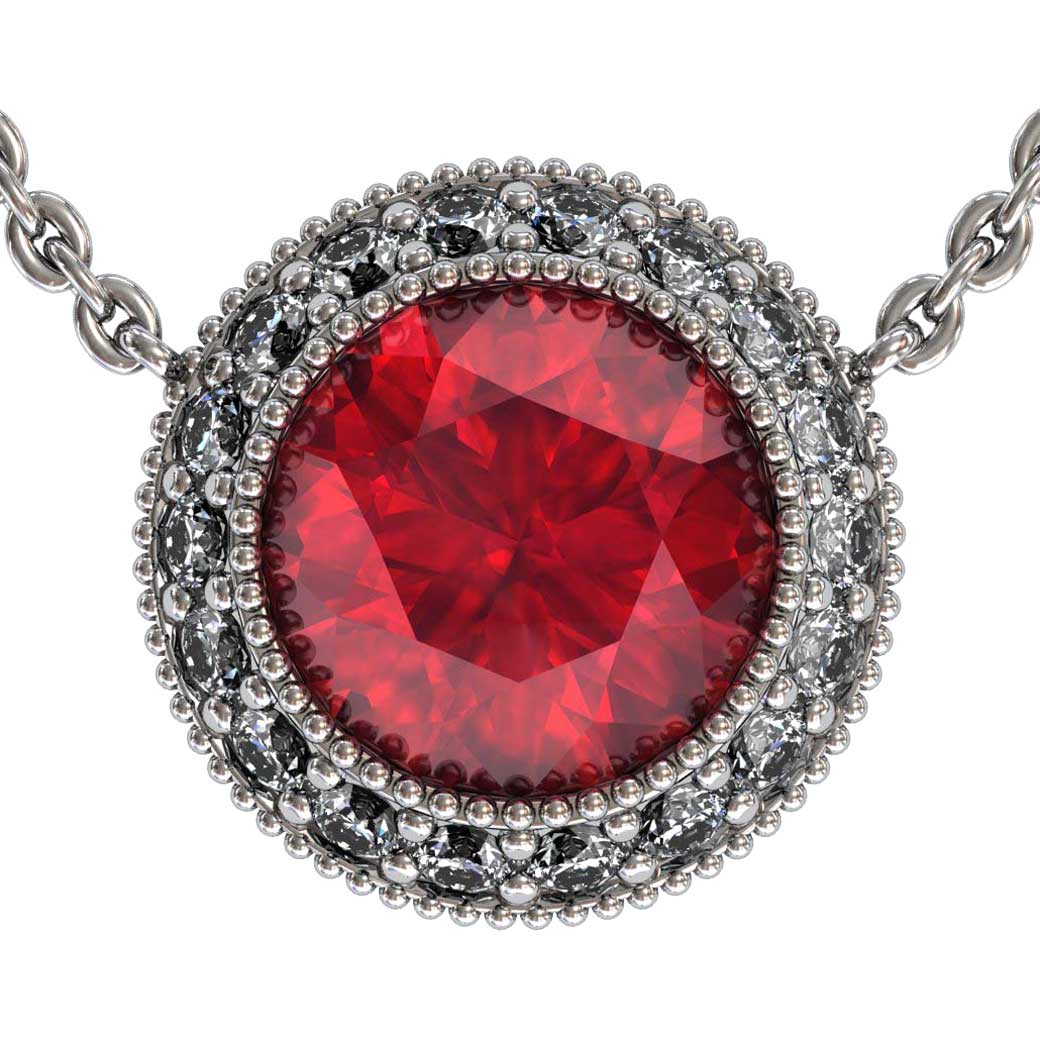 Regal Halo Ruby Pendant Shared-Prongs - South Bay Gold