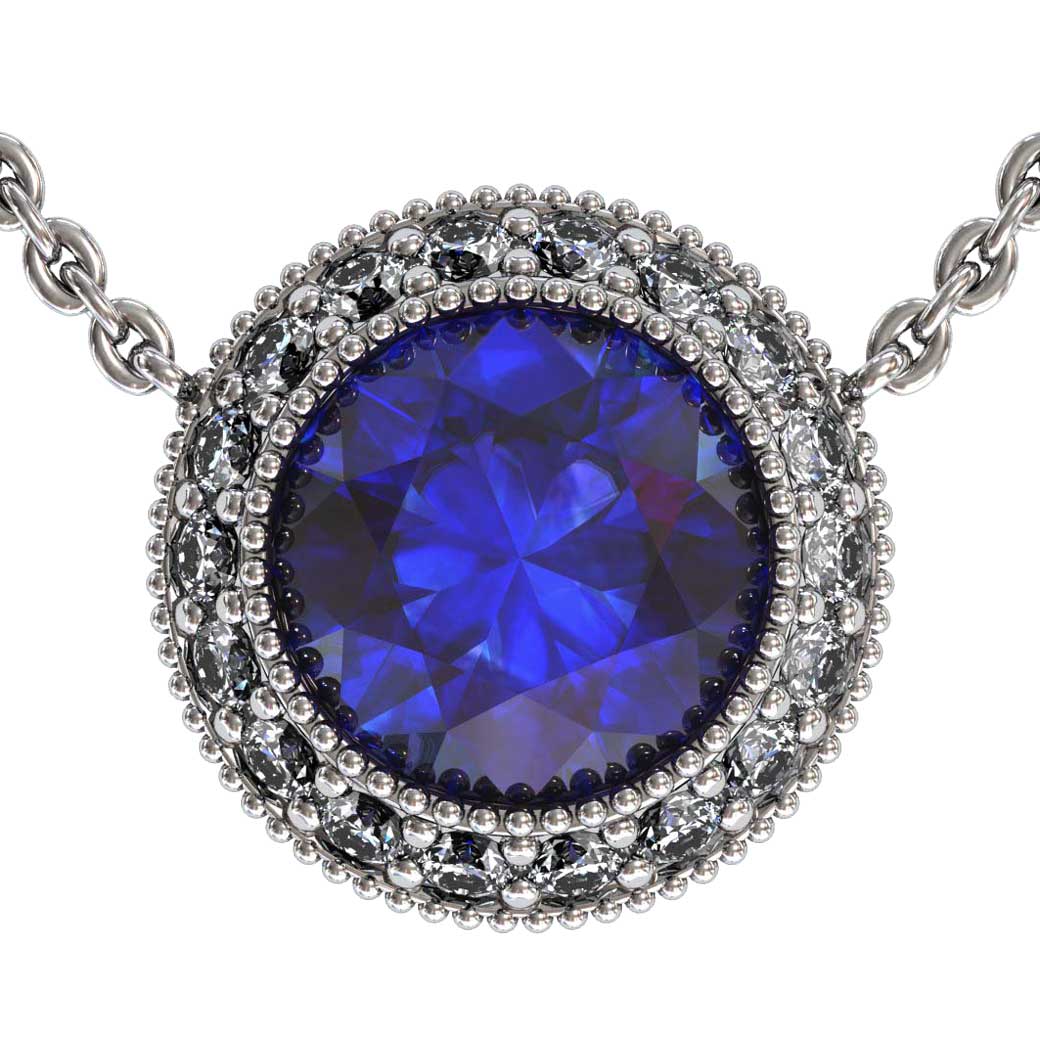 Regal Halo Sapphire Pendant Shared-Prongs - South Bay Gold