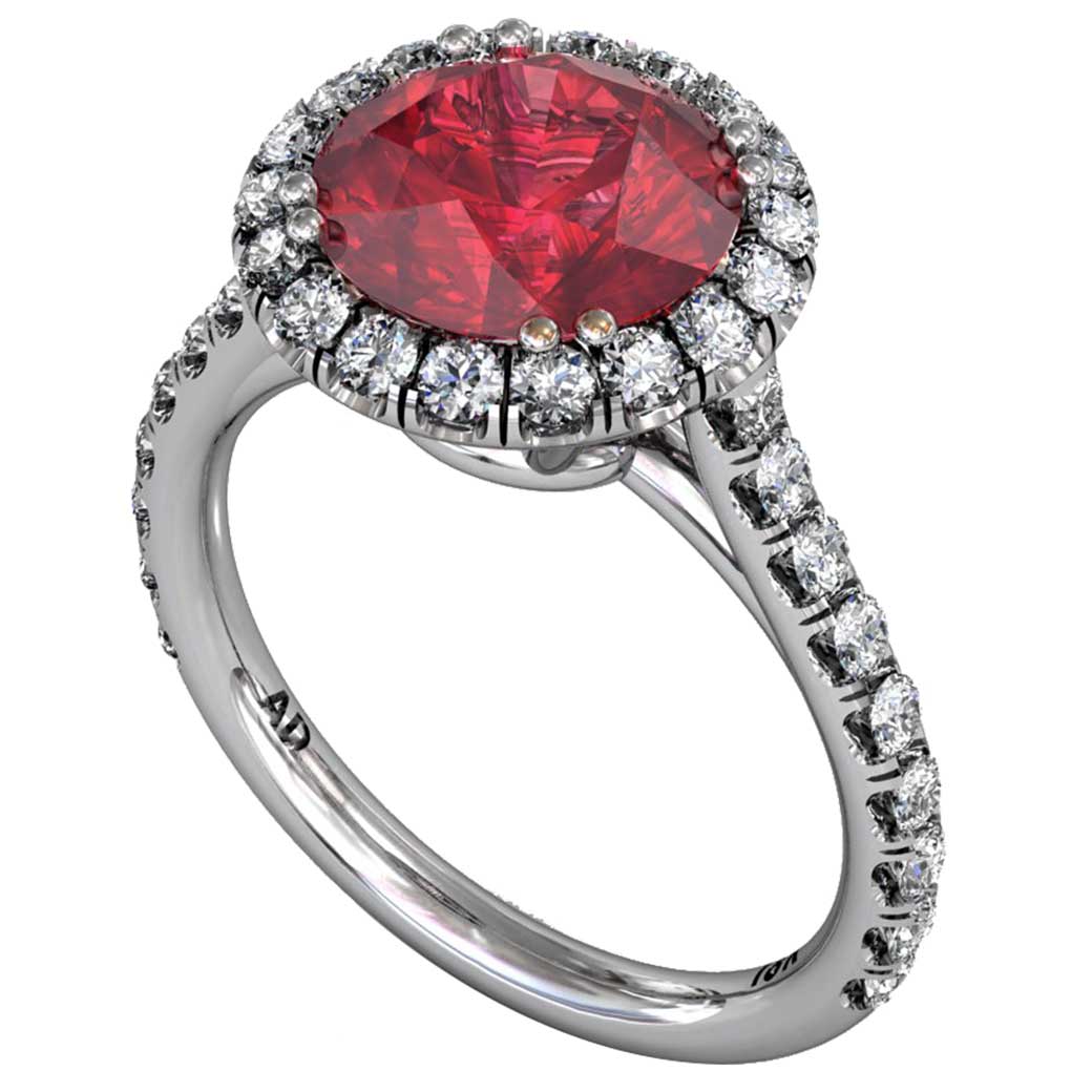 Ruby Classical Ucut Halo Ring - South Bay Gold