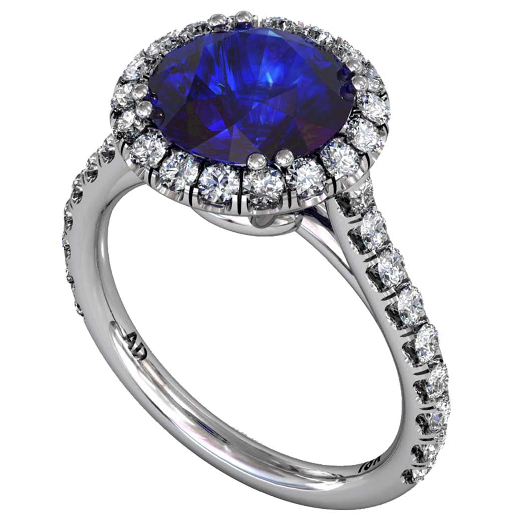 Sapphire Classic Ucut Halo Ring - South Bay Gold