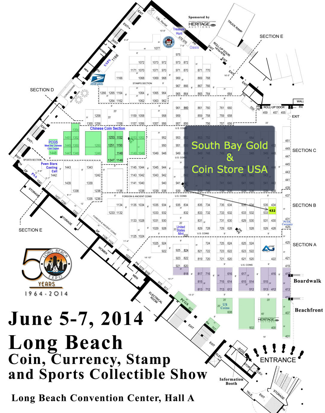 Long Beach Expo Coin Show Map South Bay Gold Coin Store USA