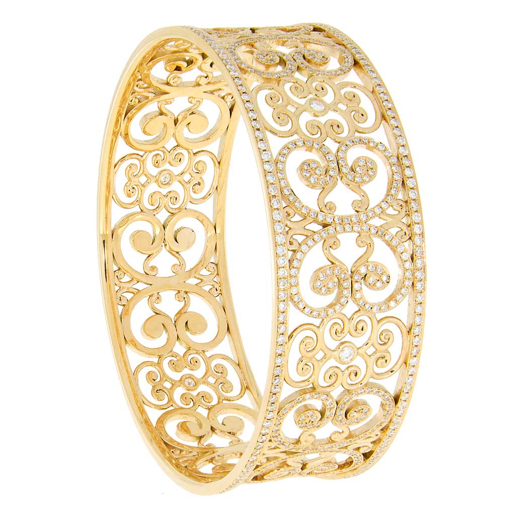 Diamond Bangle - Yellow Gold Victorian Cristo - South Bay Gold Compare With Morgan's Jewelers