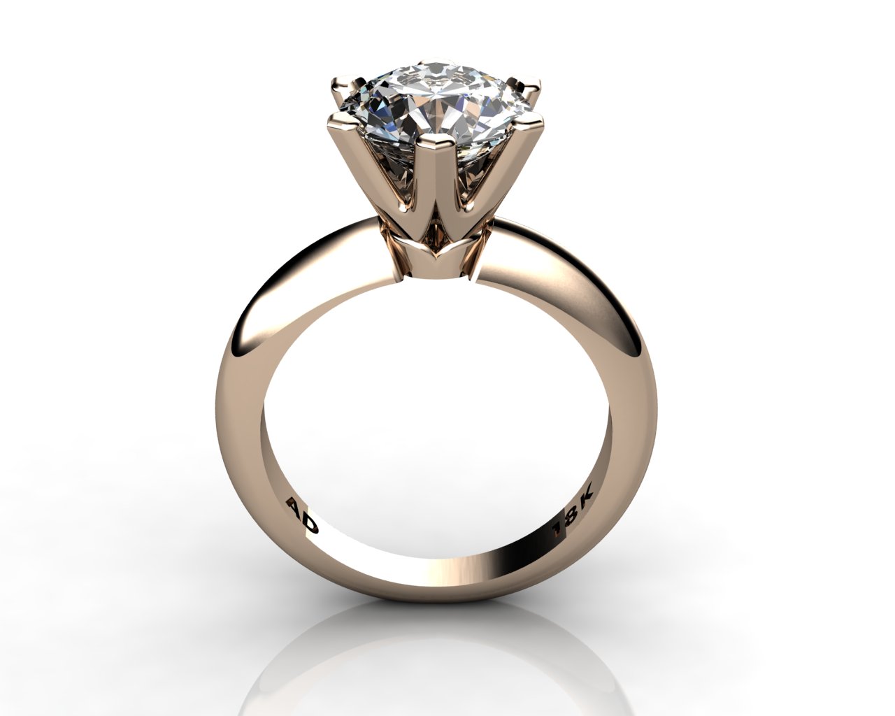 Diamond Solitaire Engagement Ring Round Cut 2.50ct Diamond 6 PRONGS 6gr 18kt Rose gold - South Bay Gold Torrance