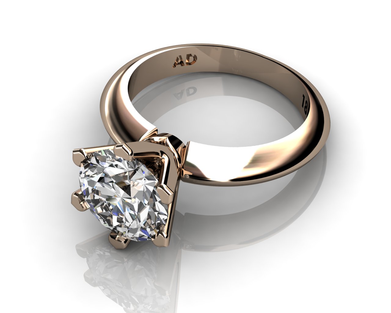 Diamond Solitaire Engagement Ring Round Cut 2.50ct Diamond 6 PRONGS 6gr 18kt Rose gold - South Bay Gold Torrance