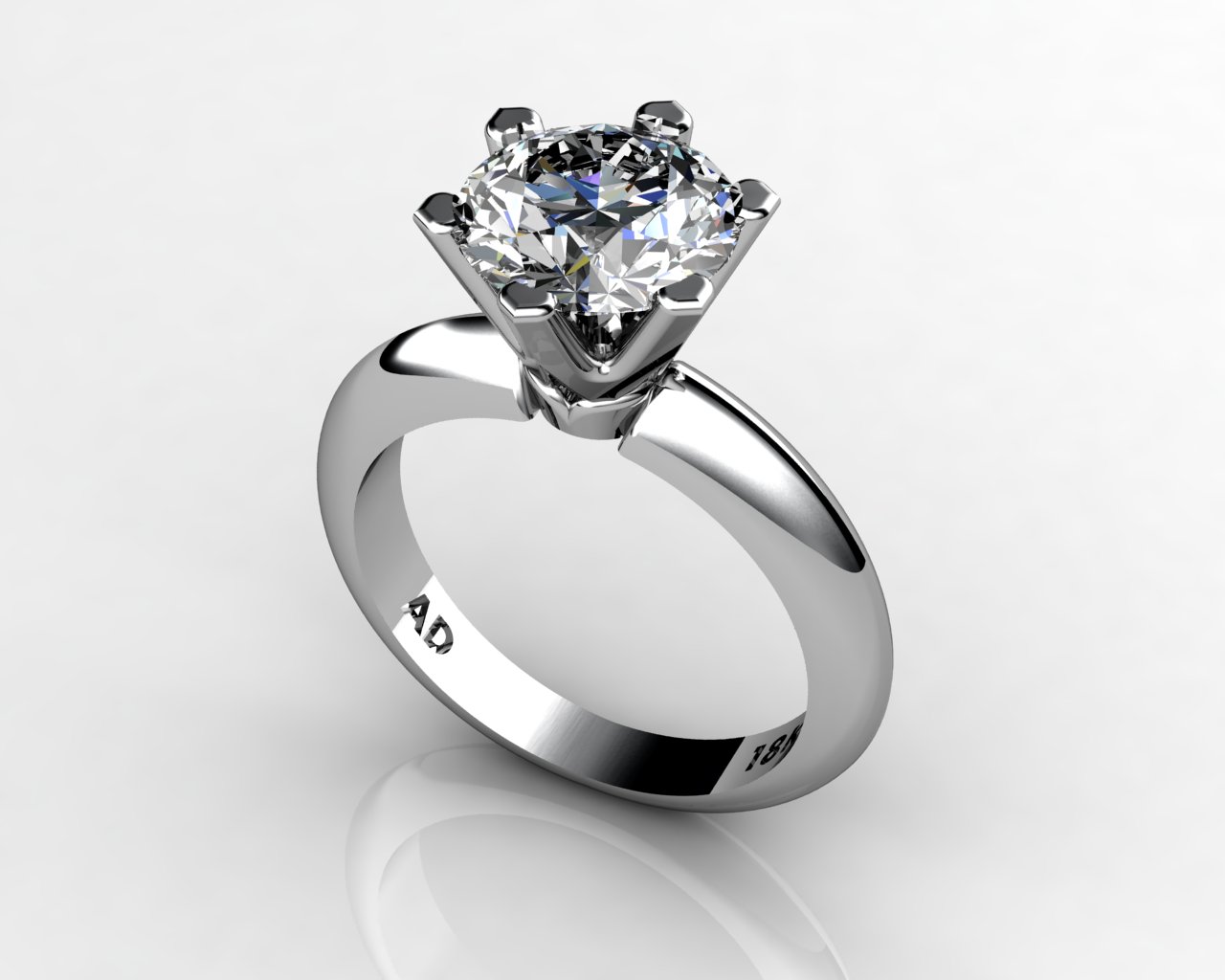 Diamond Solitaire Engagement Ring Round Cut 2.50ct Diamond 6 PRONGS 6gr 18kt White Gold - South Bay Gold Torrance