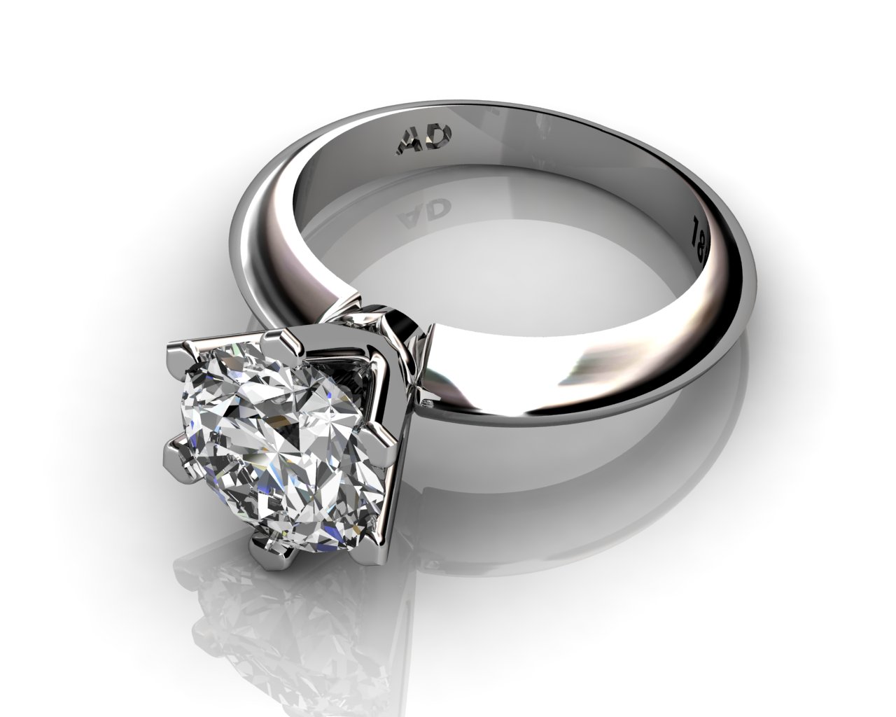 Diamond Solitaire Engagement Ring Round Cut 2.50ct Diamond 6 PRONGS 6gr 18kt White Gold - South Bay Gold Torrance