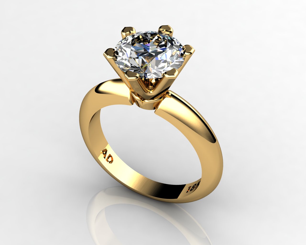 Diamond Solitaire Engagement Ring Round Cut 2.50ct Diamond 6 PRONGS 6gr 18kt Yellow Gold - South Bay Gold Torrance