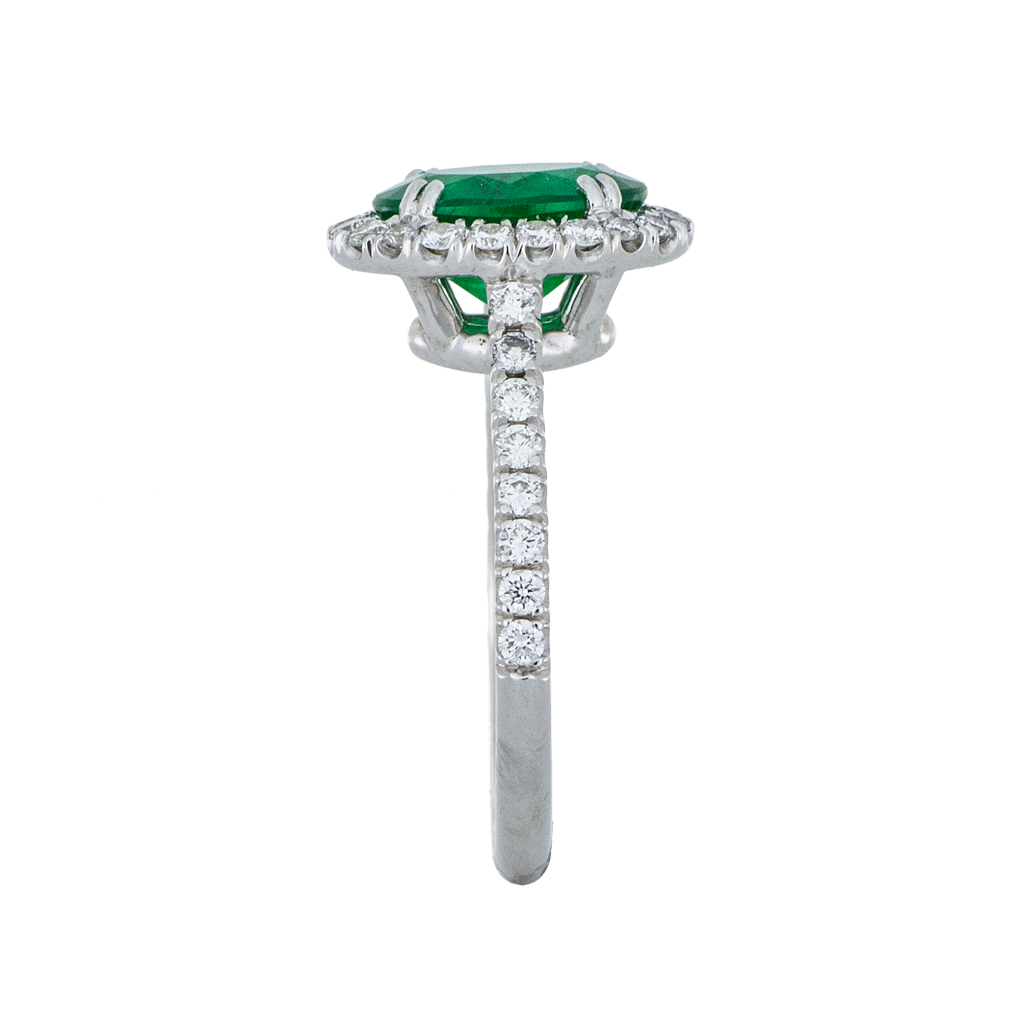 Emerald Diamond Halo Ring - White Gold - South Bay Gold -1- Compare With Ritani