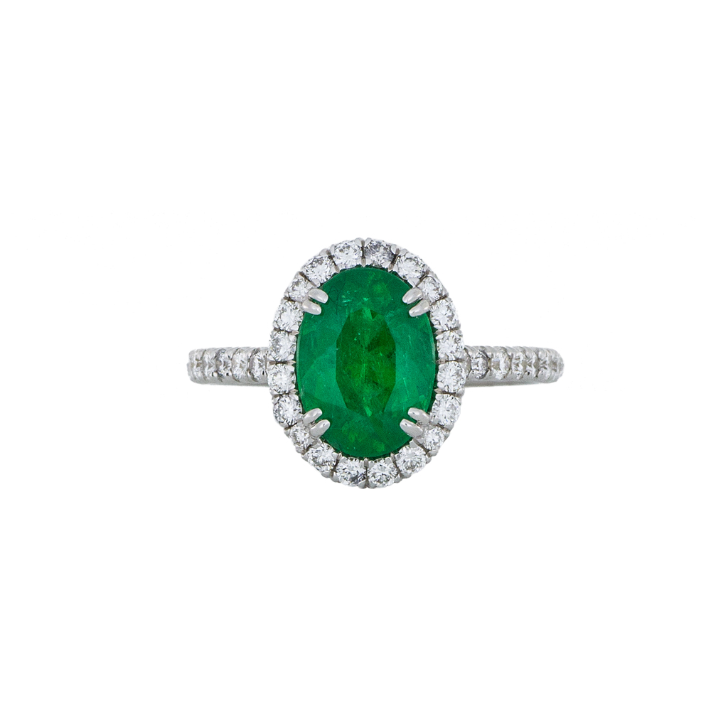 Emerald Diamond Halo Ring - White Gold - South Bay Gold -3- Compare With Ritani