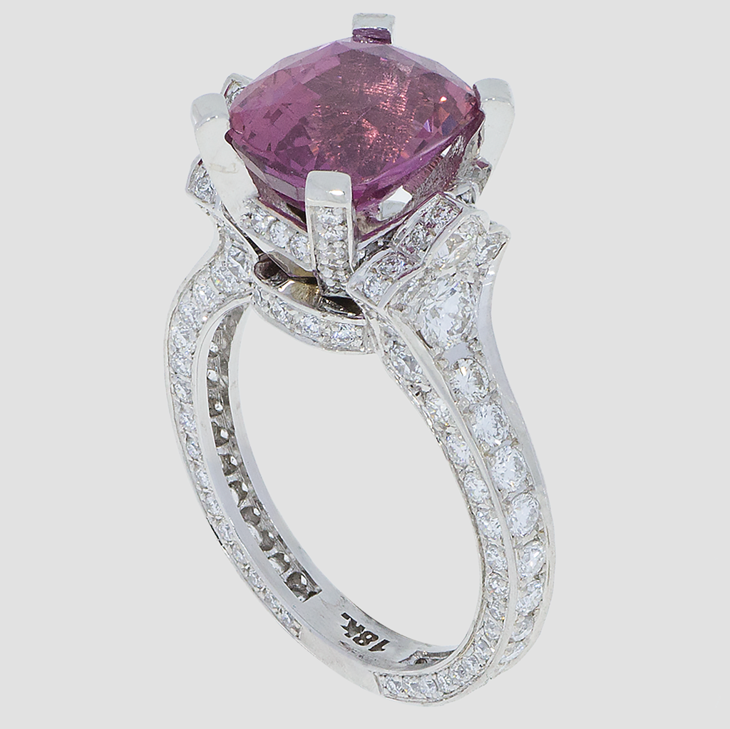Pink Sapphire Diamond Ring - White Gold - Torrance Jewelry Store