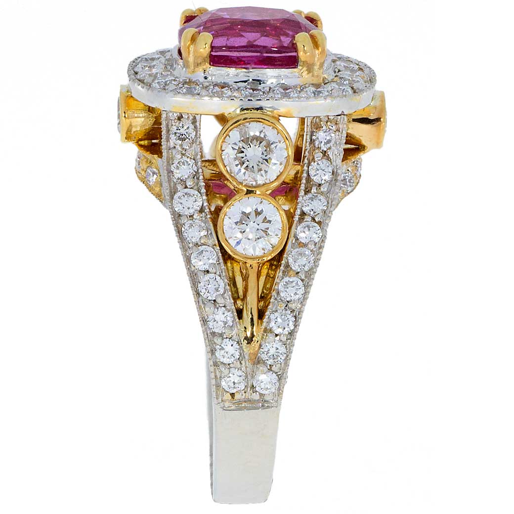 Pink Sapphire Diamonds Two Tone Gold Ring - SBG - SouthBay Gold - Compare with Kay Jewelers