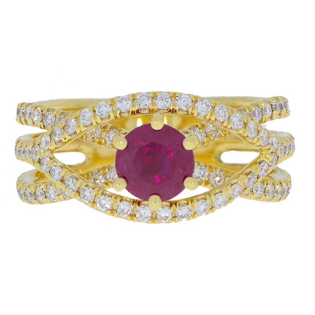 Ruby Diamonds Yellow Gold Ring - Adamantine - South Bay Gold - 310-791-5431