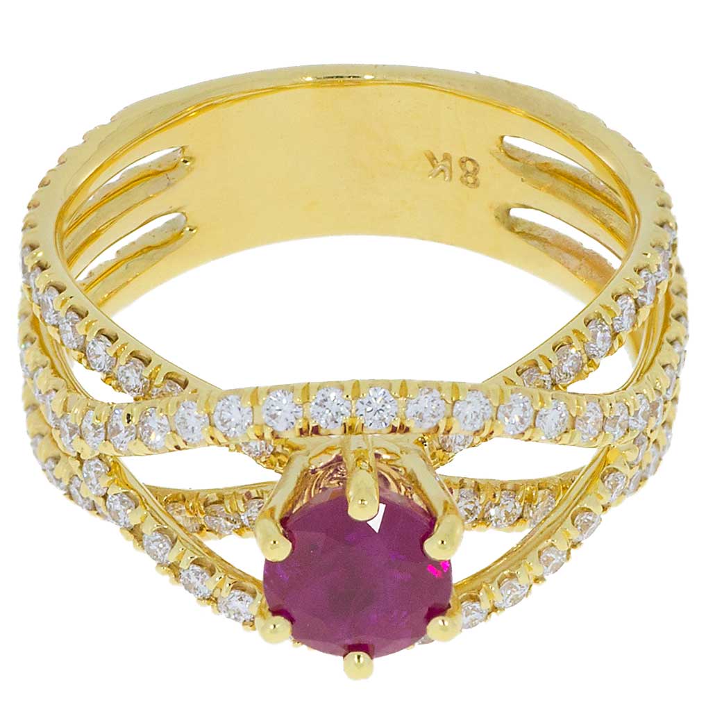 Ruby Diamonds Yellow Gold Ring - Adamantine - South Bay Gold - 310-791-5431