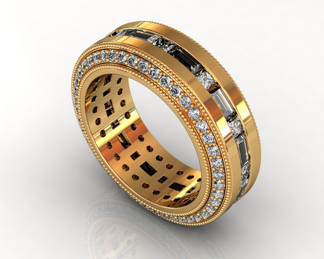 Wedding Bands Custom Design Channel Set 112 Stone 2.65 TCW Diamonds 14.30GR 18KT Yellow Gold Torrance Jewelry Store