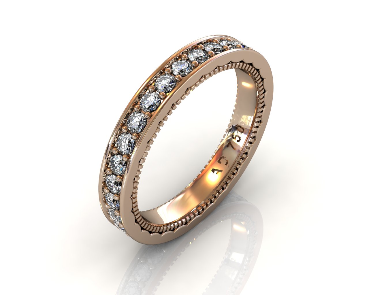 Wedding Bands Ladies Channel Set 30 Stone 0.89 TCW Diamonds 3.92g 18kt Rose Gold - South Bay Gold
