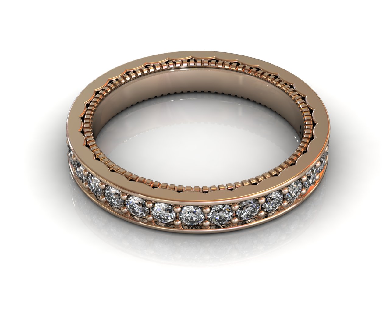 Wedding Bands Ladies Channel Set 30 Stone 0.89 TCW Diamonds 3.92g 18kt Rose Gold - South Bay Gold