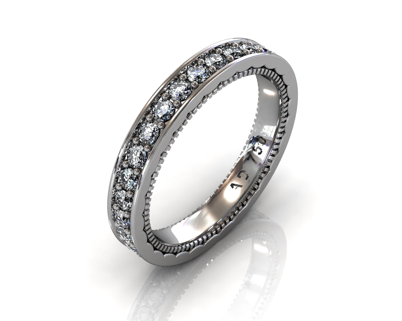 Wedding Bands Ladies Channel Set 30 Stone 0.89 TCW Diamonds 3.92g 18kt White Gold - South Bay Gold