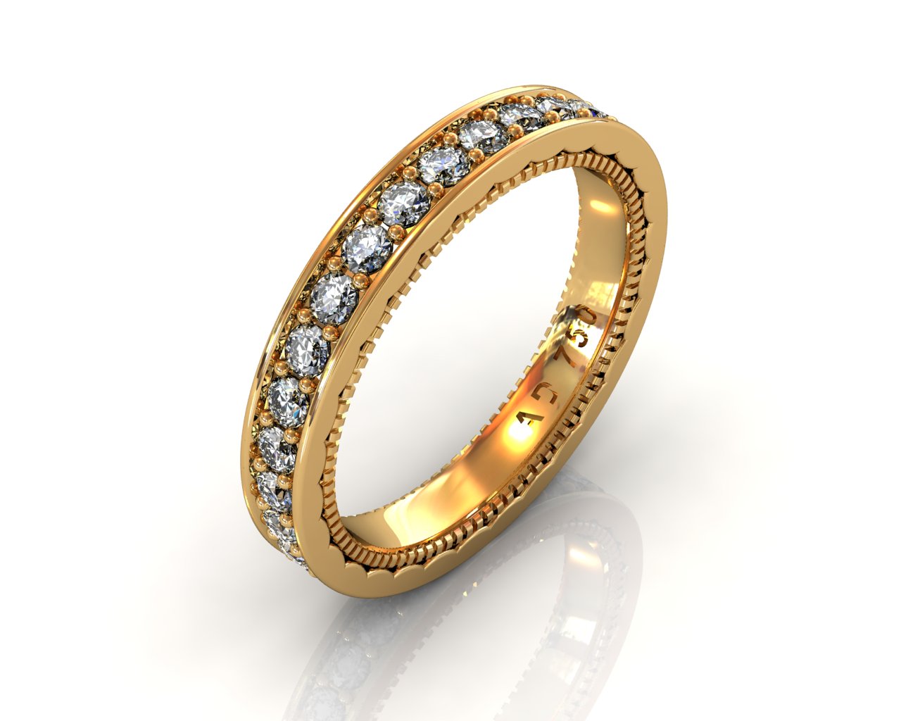 Wedding Bands Ladies Channel Set 30 Stone 0.89 TCW Diamonds 3.92g 18kt Yellow Gold - South Bay Gold