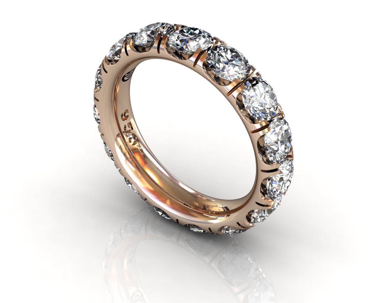 Wedding Bands Ladies Diamonds Craponia Setting 15 Stone 3.85 TCW Diamonds 4.60g 18kt Rose Gold