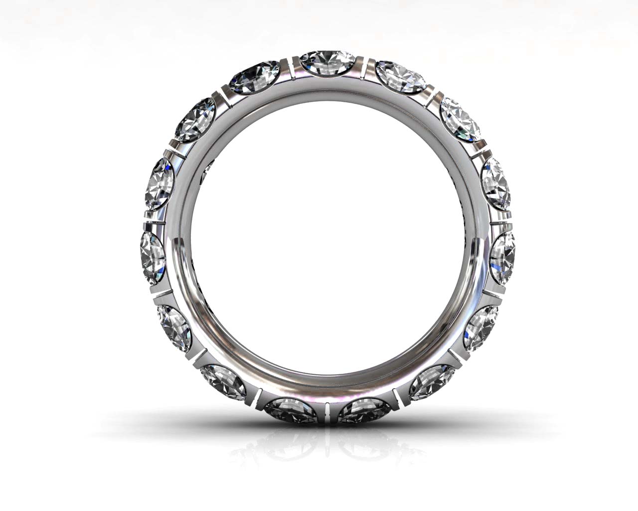 Wedding Bands Ladies Diamonds Craponia Setting 15 Stone 3.85 TCW Diamonds 4.60g 18kt White Gold