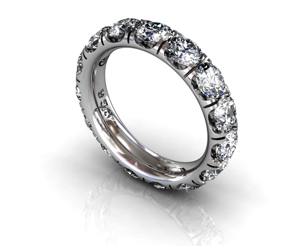 Wedding Bands Ladies Diamonds Craponia Setting 15 Stone 3.85 TCW Diamonds 4.60g 18kt White Gold