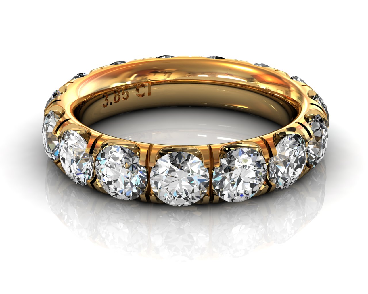 Wedding Bands Ladies Diamonds Craponia Setting 15 Stone 3.85 TCW Diamonds 4.60g 18kt Yelllow Gold