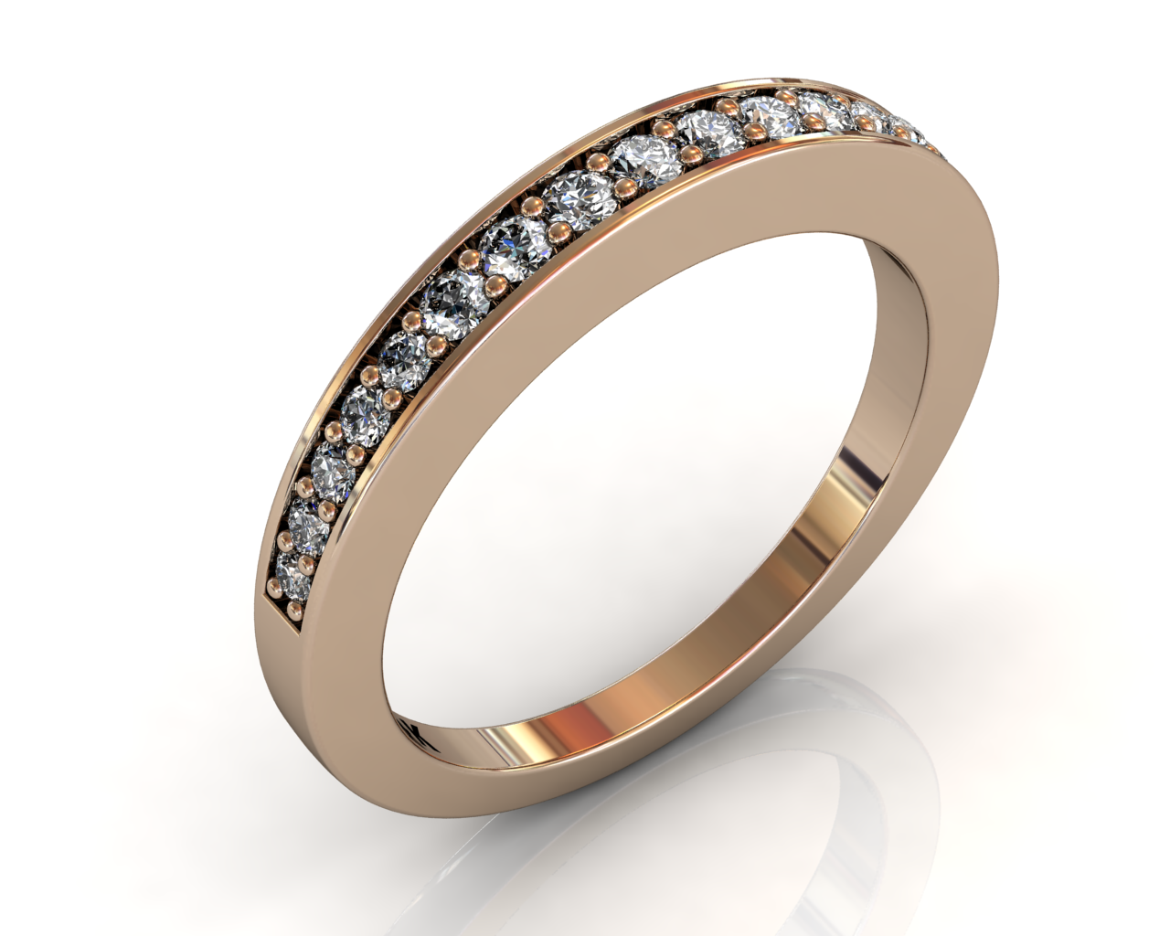 Wedding Bands Ladies Diamonds Pave 17 Stone 0.27TCW Diamonds 4.48GR 18KT Rose Gold Jewelry Store Torrance