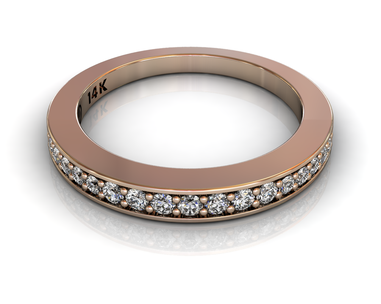 Wedding Bands Ladies Diamonds Pave´17 Stone 0.27TCW Diamonds 4.48GR 18KT Rose Gold Jewelry Store Torrance