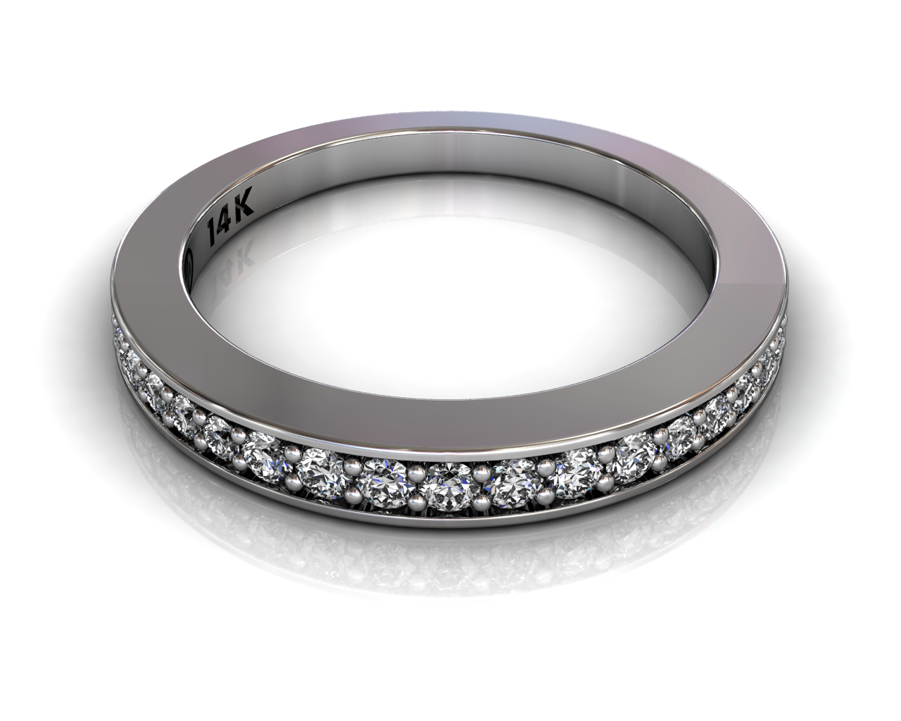 Wedding Bands Ladies Diamonds Pave´ 17 Stone 0.27TCW Diamonds 4.48GR 18KT White Gold Jewelry Store Torrance