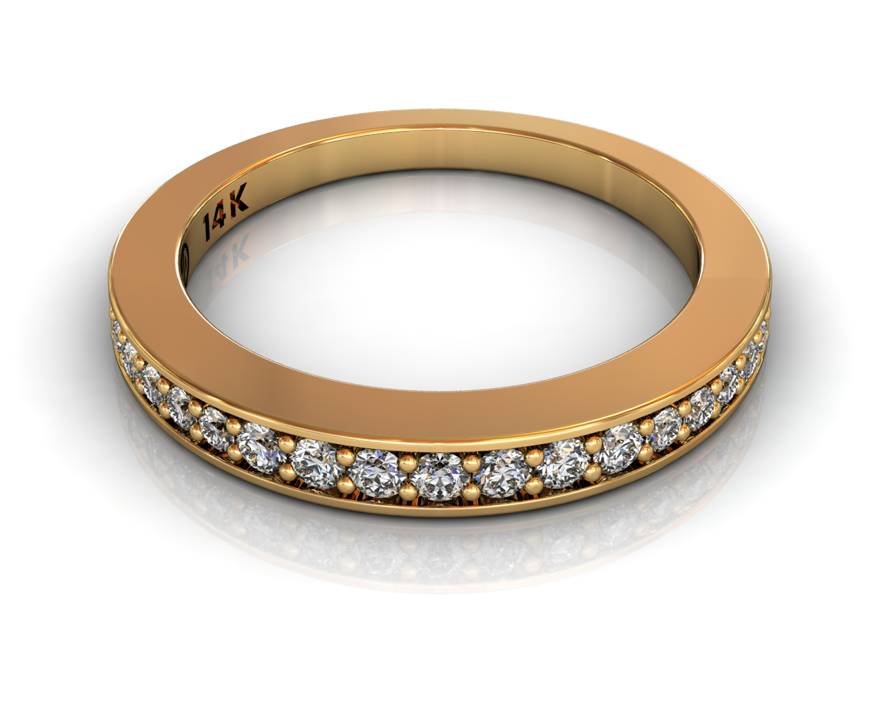 Wedding Bands Ladies Diamonds Pave´ 17 Stone 0.27TCW Diamonds 4.48GR 18KT Yellow Gold Jewelry Store Torrance