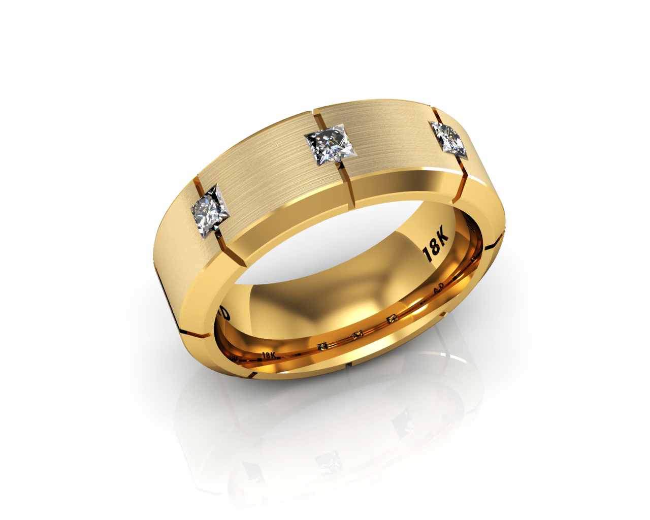8 Stone Diamond and Gold Men's Wedding Bands
