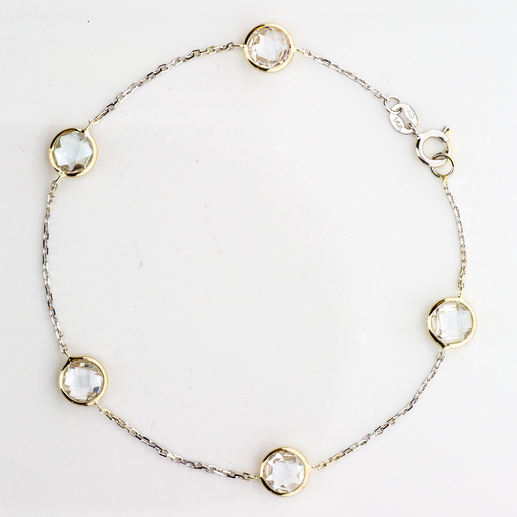 Bracelet 14k white Gold Quartz Gemstones - By The Yard - SBG Jewelry Store Torrance